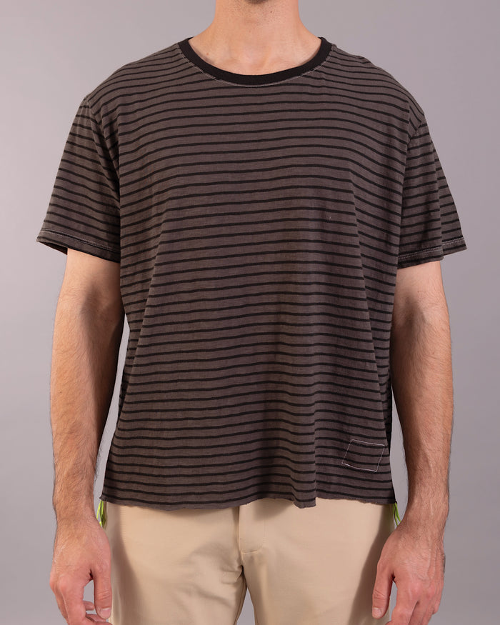 Signature Striped Tee | Grey / Volt