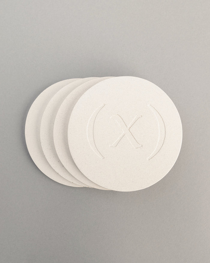 Wabi-sabi Concrete Coaster Set / Bone White