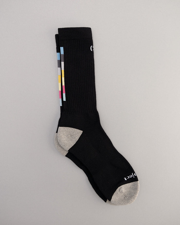 Organic Colorbar Crew Socks | Jet Black